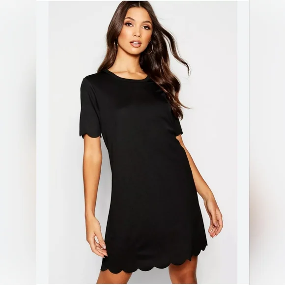Arlah | Dresses | Arlah Womens Black Scallop Shift Coctail Dress With Crew  Neckline Sz Sm | Poshmark